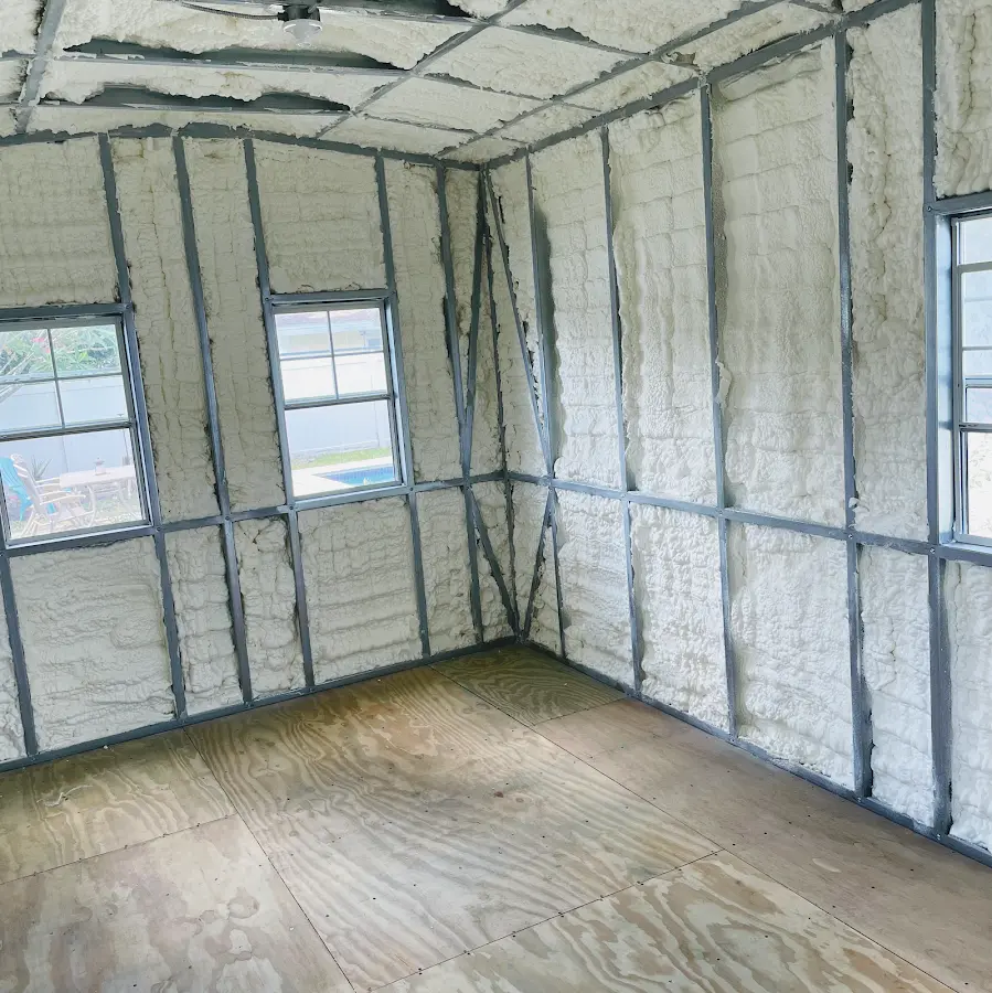 Closed-cell spray foam insulation applied to wall cavities in a residential project in La Crescent